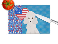 Load image into Gallery viewer, Toy White Poodle USA American Glass Cutting Boards – Durable, Decorative Kitchen Art Large