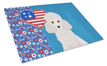 Load image into Gallery viewer, Toy White Poodle USA American Glass Cutting Boards – Durable, Decorative Kitchen Art Large