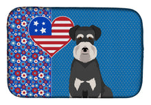 Load image into Gallery viewer, Black and Silver Natural Ears Schnauzer USA American Dish Drying Mat – Absorbent, Artistic Kitchen Essentials