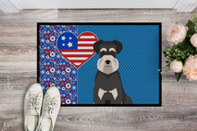 Load image into Gallery viewer, Black and Silver Natural Ears Schnauzer USA American Doormat - 24x36 Decorative Floor Mat – Indoor/Outdoor Rug with Artistic Flair