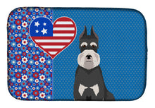 Load image into Gallery viewer, Black and Silver Schnauzer USA American Dish Drying Mat – Absorbent, Artistic Kitchen Essentials
