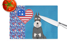 Load image into Gallery viewer, Black and Silver Schnauzer USA American Glass Cutting Boards – Durable, Decorative Kitchen Art Large