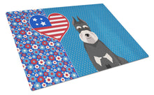 Load image into Gallery viewer, Black and Silver Schnauzer USA American Glass Cutting Boards – Durable, Decorative Kitchen Art Large