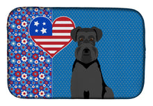 Load image into Gallery viewer, Black Natural Ears Schnauzer USA American Dish Drying Mat – Absorbent, Artistic Kitchen Essentials