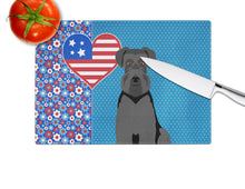 Load image into Gallery viewer, Black Natural Ears Schnauzer USA American Glass Cutting Boards – Durable, Decorative Kitchen Art Large