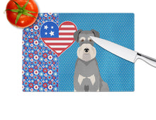 Load image into Gallery viewer, Salt Pepper Natural Ears Schnauzer USA American Glass Cutting Boards – Durable, Decorative Kitchen Art Large