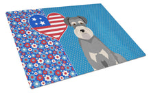 Load image into Gallery viewer, Salt Pepper Natural Ears Schnauzer USA American Glass Cutting Boards – Durable, Decorative Kitchen Art Large