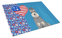 Load image into Gallery viewer, Salt Pepper Schnauzer USA American Glass Cutting Boards – Durable, Decorative Kitchen Art Large