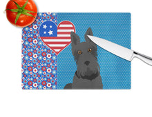 Load image into Gallery viewer, Black Scottish Terrier USA American Glass Cutting Boards – Durable, Decorative Kitchen Art Large