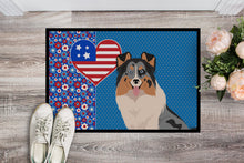 Load image into Gallery viewer, Blue Merle Sheltie USA American Doormat - 24x36 Decorative Floor Mat – Indoor/Outdoor Rug with Artistic Flair