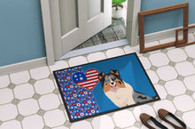 Load image into Gallery viewer, Blue Merle Sheltie USA American Doormat - 24x36 Decorative Floor Mat – Indoor/Outdoor Rug with Artistic Flair