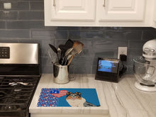 Load image into Gallery viewer, Blue Merle Sheltie USA American Glass Cutting Boards – Durable, Decorative Kitchen Art Large