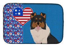 Load image into Gallery viewer, Tricolor Sheltie USA American Dish Drying Mat – Absorbent, Artistic Kitchen Essentials