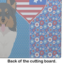 Load image into Gallery viewer, Tricolor Sheltie USA American Glass Cutting Boards – Durable, Decorative Kitchen Art Large