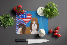 Load image into Gallery viewer, Red and White Shih Tzu USA American Glass Cutting Boards – Durable, Decorative Kitchen Art Large