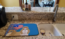Load image into Gallery viewer, Gold and White Shih Tzu USA American Dish Drying Mat – Absorbent, Artistic Kitchen Essentials