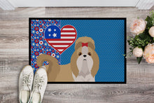 Load image into Gallery viewer, Gold and White Shih Tzu USA American Doormat - 24x36 Decorative Floor Mat – Indoor/Outdoor Rug with Artistic Flair