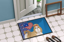 Load image into Gallery viewer, Gold and White Shih Tzu USA American Doormat - 24x36 Decorative Floor Mat – Indoor/Outdoor Rug with Artistic Flair