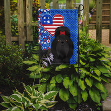 Load image into Gallery viewer, Black Shih Tzu Patriotic Heart Garden Flag – Red, White &amp; Blue Dog Decor with Star Background