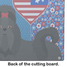 Load image into Gallery viewer, Black Shih Tzu USA American Glass Cutting Boards – Durable, Decorative Kitchen Art Large
