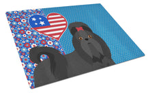Load image into Gallery viewer, Black Shih Tzu USA American Glass Cutting Boards – Durable, Decorative Kitchen Art Large