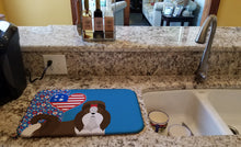 Load image into Gallery viewer, Liver and White Shih Tzu USA American Dish Drying Mat – Absorbent, Artistic Kitchen Essentials
