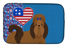 Load image into Gallery viewer, Red Shih Tzu USA American Dish Drying Mat – Absorbent, Artistic Kitchen Essentials