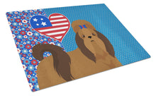 Load image into Gallery viewer, Red Shih Tzu USA American Glass Cutting Boards – Durable, Decorative Kitchen Art Large