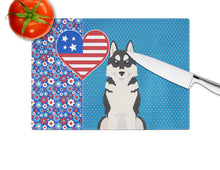 Load image into Gallery viewer, Black Siberian Husky USA American Glass Cutting Boards – Durable, Decorative Kitchen Art Large