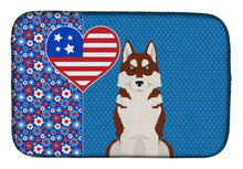 Load image into Gallery viewer, Red Siberian Husky USA American Dish Drying Mat – Absorbent, Artistic Kitchen Essentials