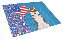 Load image into Gallery viewer, Red Siberian Husky USA American Glass Cutting Boards – Durable, Decorative Kitchen Art Large