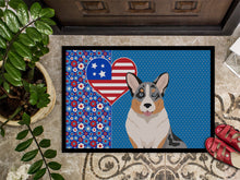 Load image into Gallery viewer, Blue Merle Cardigan Corgi USA American Doormat - 24x36 Decorative Floor Mat – Indoor/Outdoor Rug with Artistic Flair