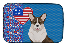 Load image into Gallery viewer, Brindle Cardigan Corgi USA American Dish Drying Mat – Absorbent, Artistic Kitchen Essentials
