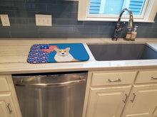 Load image into Gallery viewer, Fawn Cardigan Corgi USA American Dish Drying Mat – Absorbent, Artistic Kitchen Essentials