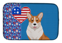 Load image into Gallery viewer, Red Cardigan Corgi USA American Dish Drying Mat – Absorbent, Artistic Kitchen Essentials