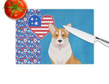 Load image into Gallery viewer, Red Cardigan Corgi USA American Glass Cutting Boards – Durable, Decorative Kitchen Art Large