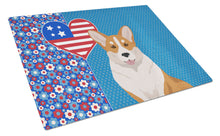 Load image into Gallery viewer, Red Cardigan Corgi USA American Glass Cutting Boards – Durable, Decorative Kitchen Art Large