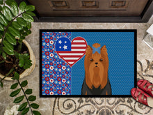 Load image into Gallery viewer, Black and Tan Full Coat Yorkshire Terrier USA American Doormat - 24x36 Decorative Floor Mat – Indoor/Outdoor Rug with Artistic Flair