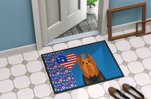 Load image into Gallery viewer, Black and Tan Full Coat Yorkshire Terrier USA American Doormat - 24x36 Decorative Floor Mat – Indoor/Outdoor Rug with Artistic Flair