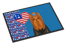 Load image into Gallery viewer, Black and Tan Full Coat Yorkshire Terrier USA American Doormat - 24x36 Decorative Floor Mat – Indoor/Outdoor Rug with Artistic Flair