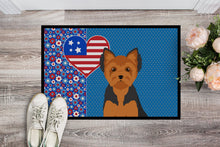 Load image into Gallery viewer, Black and Tan Puppy Cut Yorkshire Terrier USA American Doormat - 24x36 Decorative Floor Mat – Indoor/Outdoor Rug with Artistic Flair