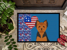 Load image into Gallery viewer, Black and Tan Puppy Cut Yorkshire Terrier USA American Doormat - 24x36 Decorative Floor Mat – Indoor/Outdoor Rug with Artistic Flair