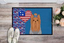 Load image into Gallery viewer, Blue and Tan Full Coat Yorkshire Terrier USA American Doormat - 24x36 Decorative Floor Mat – Indoor/Outdoor Rug with Artistic Flair