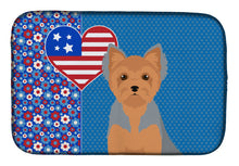 Load image into Gallery viewer, Blue and Tan Puppy Cut Yorkshire Terrier USA American Dish Drying Mat – Absorbent, Artistic Kitchen Essentials