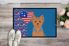 Load image into Gallery viewer, Blue and Tan Puppy Cut Yorkshire Terrier USA American Doormat - 24x36 Decorative Floor Mat – Indoor/Outdoor Rug with Artistic Flair