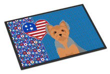 Load image into Gallery viewer, Blue and Tan Puppy Cut Yorkshire Terrier USA American Doormat - 24x36 Decorative Floor Mat – Indoor/Outdoor Rug with Artistic Flair