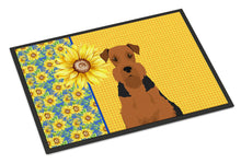Load image into Gallery viewer, Summer Sunflowers Black and Tan Airedale Terrier Doormat - 24x36 Decorative Floor Mat – Indoor/Outdoor Rug with Artistic Flair