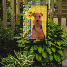 Load image into Gallery viewer, Summer Sunflowers Grizzle and Tan Airedale Terrier Garden Flag – Decorative Outdoor Yard Flag