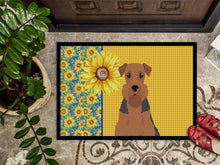 Load image into Gallery viewer, Summer Sunflowers Grizzle and Tan Airedale Terrier Doormat - 24x36 Decorative Floor Mat – Indoor/Outdoor Rug with Artistic Flair
