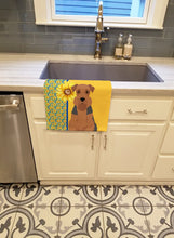 Load image into Gallery viewer, Summer Sunflowers Grizzle and Tan Airedale Terrier Kitchen Towel